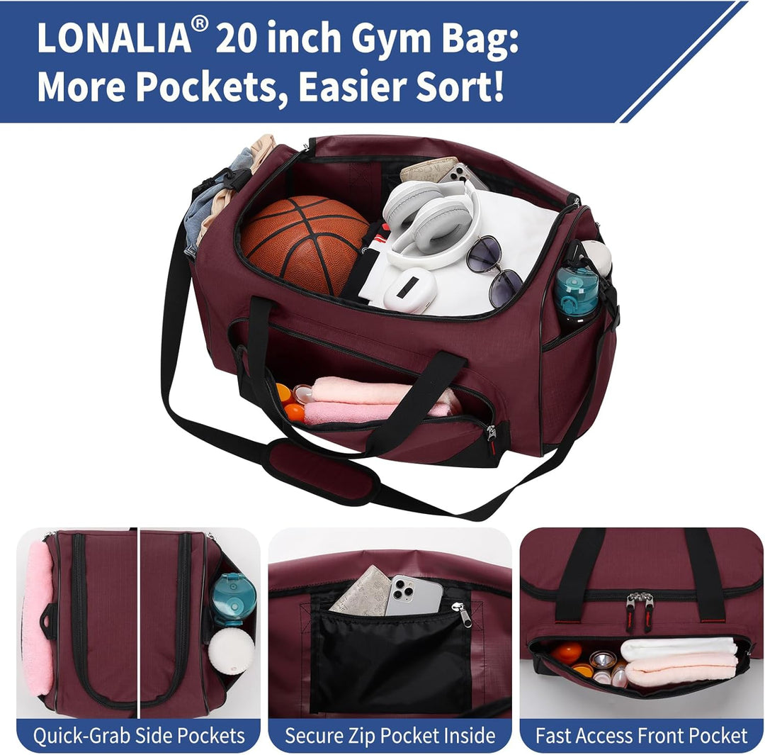 45L Sporttasche Reisetasche mit Seitentaschen - Weekender Gym Tasche Trainingstasche für Sport Fitne