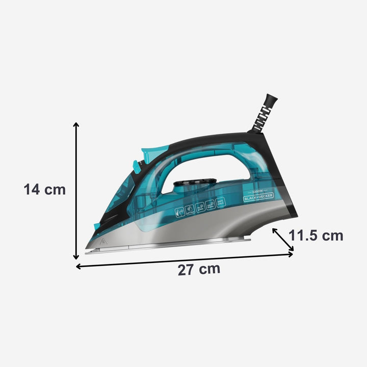 Black+Decker - Dampfbügeleisen 2200W | Dauerdampf 30g/min | Dampfstoss 120g/min | Edelstahlsohle | A