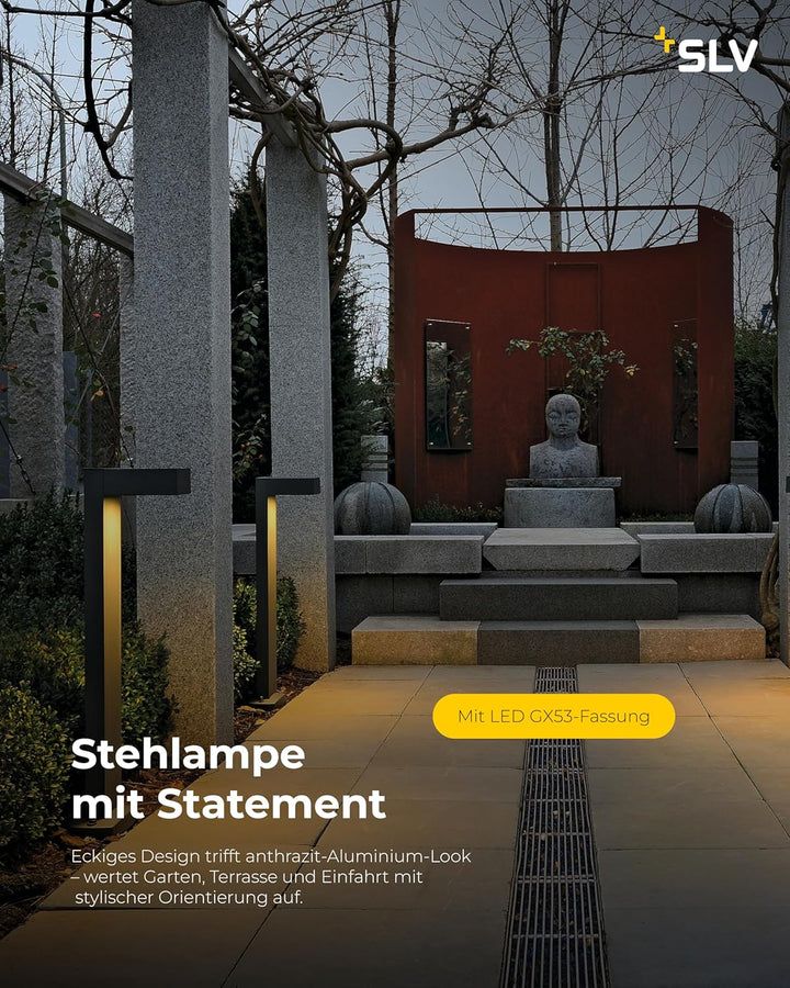 SLV QUADRASYL | Design Aussen-Standleuchte, Aussenbeleuchtung, Outdoor LED Wege-Leuchte, Weg-Beleuch