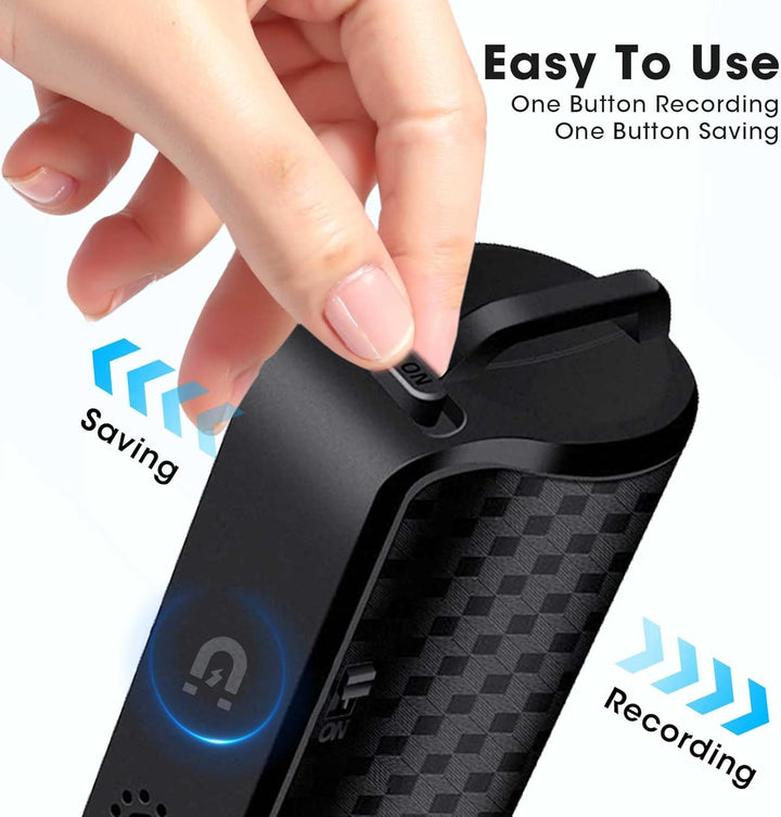 64GB Sprachrekorder mit Magnet, 25 Tage Daueraufnahme, Wiederaufladbar Über USB, Sprachaktivierung,