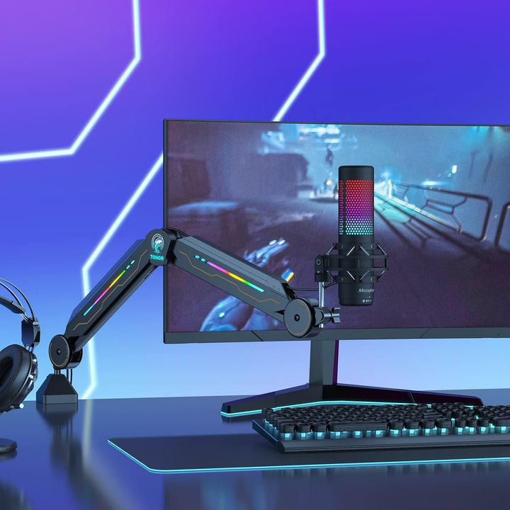 Gaming Mikrofon Arm mit RGB Licht TONOR Mikrofonarm Leuchten Touch verstellbar, Mikrofonhalter mit 1