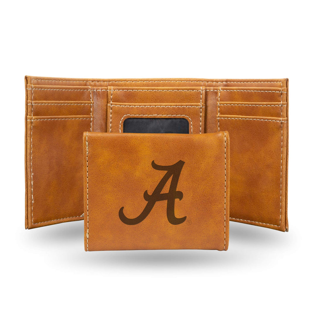 NCAA Rico Industries Laser Engraved Trifold Laser Engraved Tri-Fold Wallet - Men's Accessory Alabama