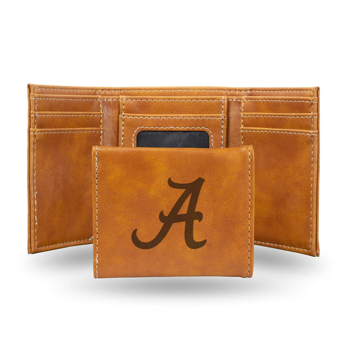 NCAA Rico Industries Laser Engraved Trifold Laser Engraved Tri-Fold Wallet - Men's Accessory Alabama