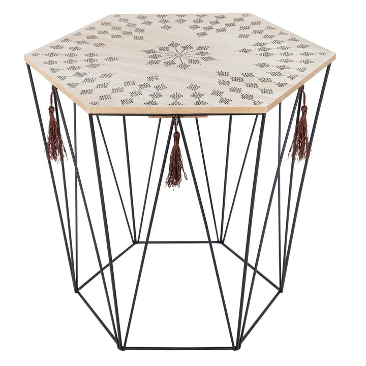 Achteckiger Couchtisch Kumi - Metall und Holz - Schwarz - Atmosphera créateur d'intérieur