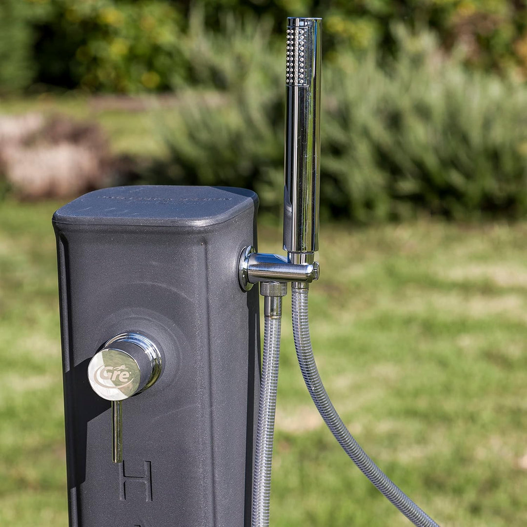Gre DSM19 - Solardusche für den Aussenbereich. Gartendusche aus Polyethylen mit einem Fusswasserhahn