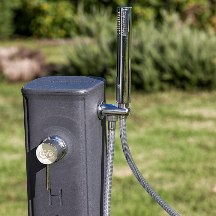 Gre DSM19 - Solardusche für den Aussenbereich. Gartendusche aus Polyethylen mit einem Fusswasserhahn