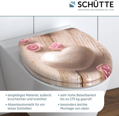 SCHÜTTE WC-Sitz Duroplast ROMANTIC, Toilettensitz mit Absenkautomatik und Schnellverschluss für die