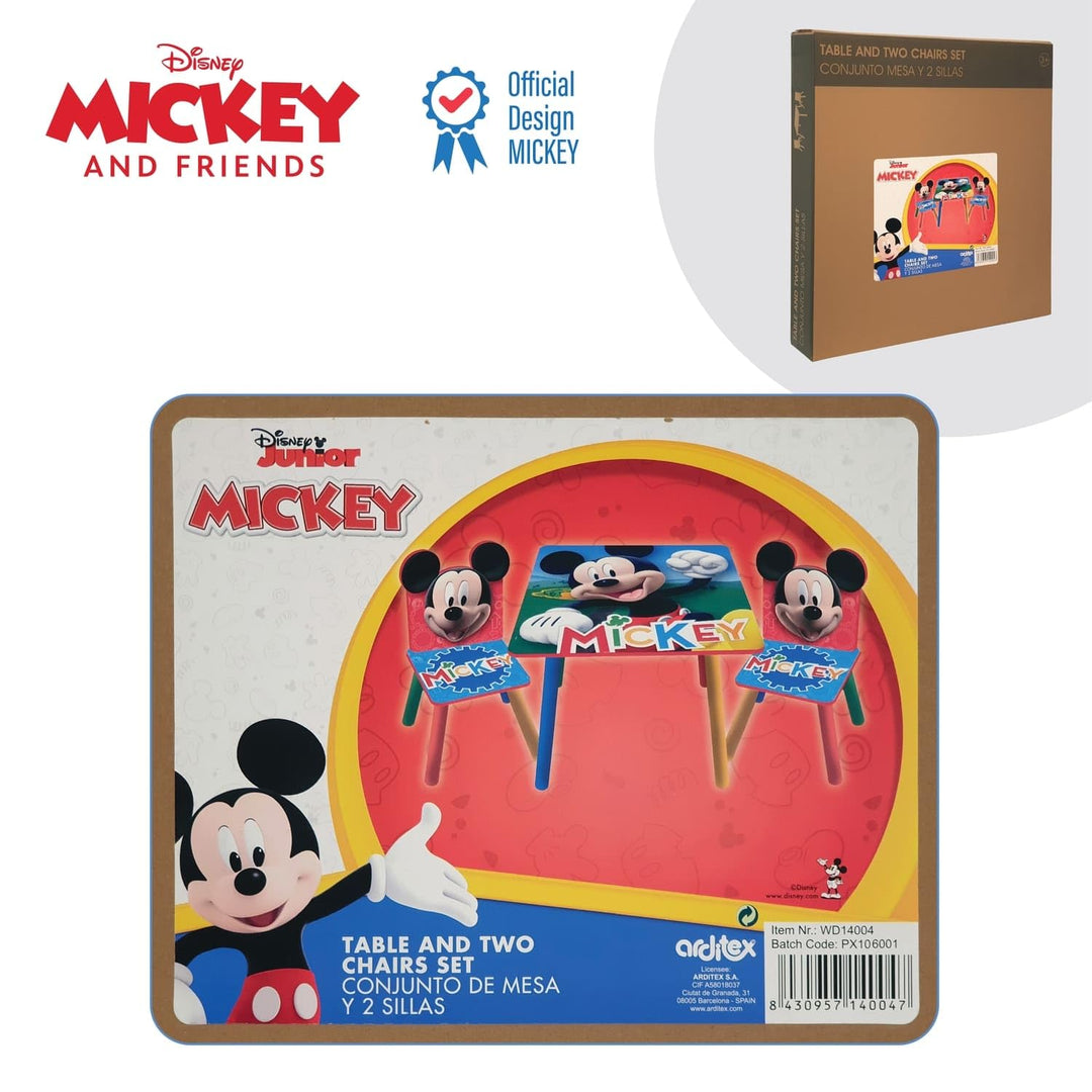 Disney Nixy Kids Mickey Mouse Holztisch und 2 Stühle, Set