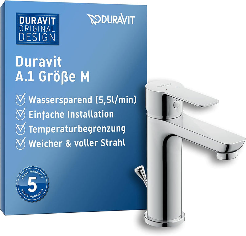 Duravit A11020 A.1 Einhebel-Waschtischmischer, Chrom mit Zugstangen-Ablaufgarnitur