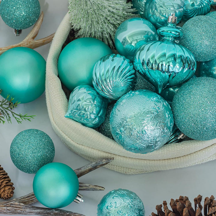 Busybee weihnachtskugeln Turkis Aqua blau Grun Teal 18 Stücke 8CM Ornamente für Weihnachtsbaum Blaug