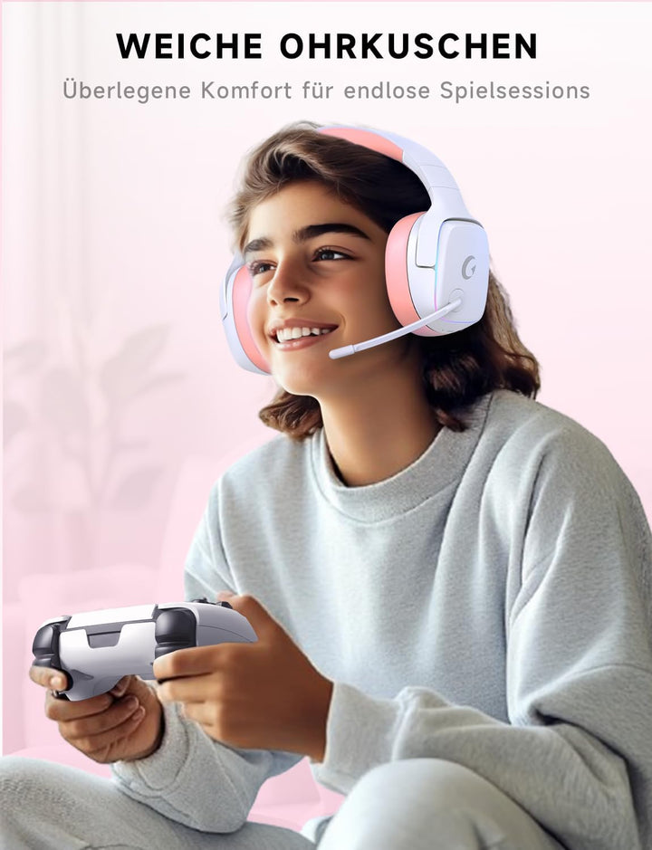 PS5 Headset Wireless, Gaming Headset für PS5, PS4, PC, Switch, Kopfhörer Kabellos Bluetooth 5.3, 2.4