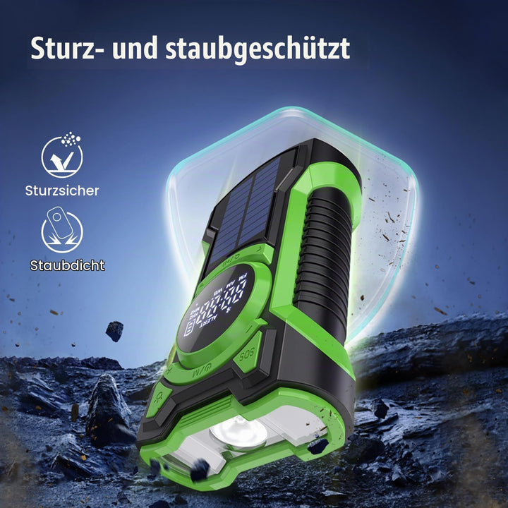 5000 mAh Notfallradio, Wasserdichtes Solar Radio mit Bluetooth, Aufladbares Powerbank Radio, Handkur