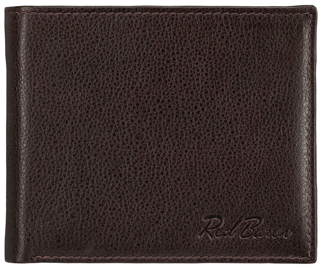 Red Baron Braune Herren Geldbörse aus Leder Querformat RB-WT-004-08