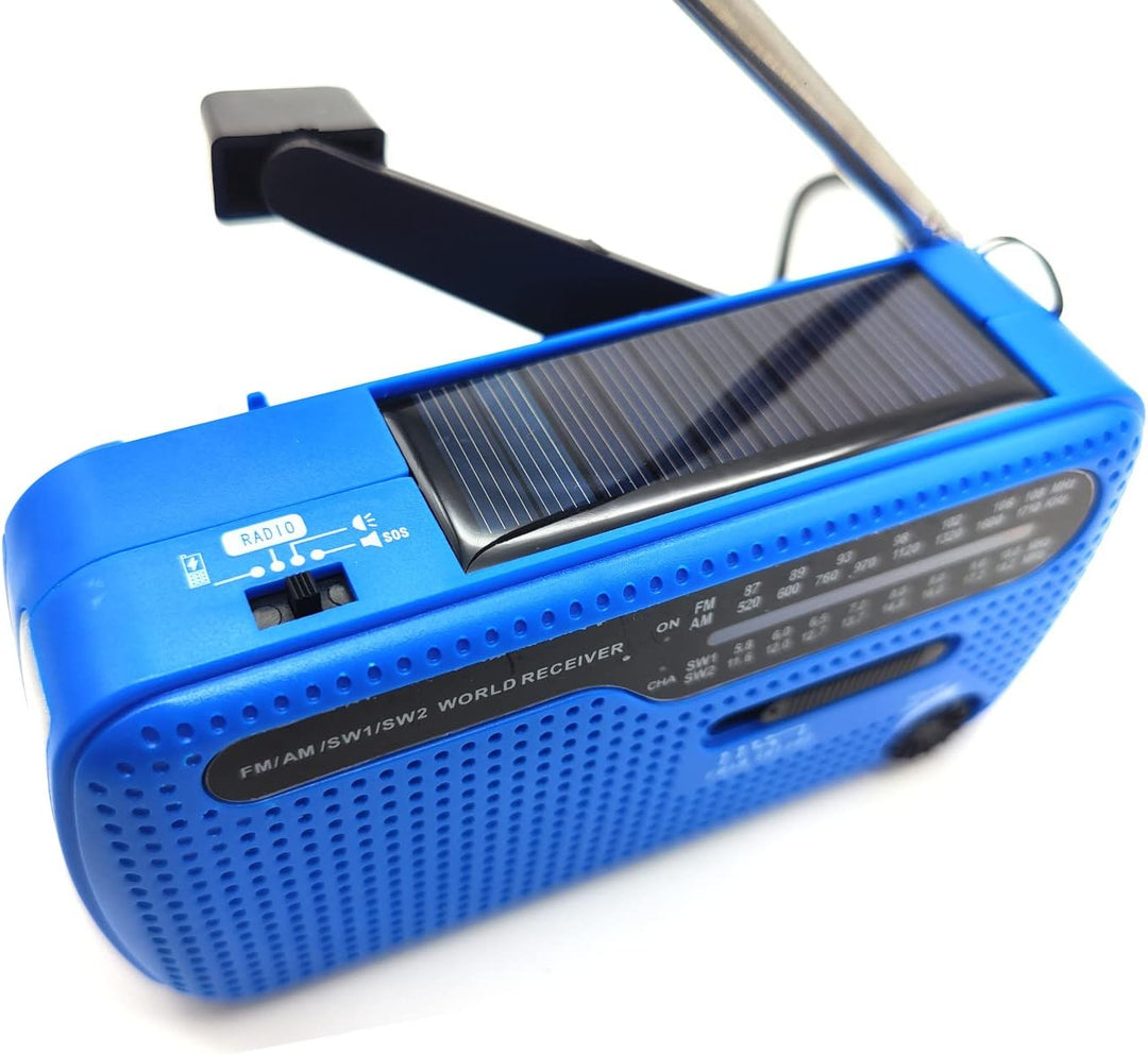 Kurbelradio, Solar & Kurbel Notfallradio, AM/FM/SW Radio, Tragbares Retro Radio mit Weltempfänger, A