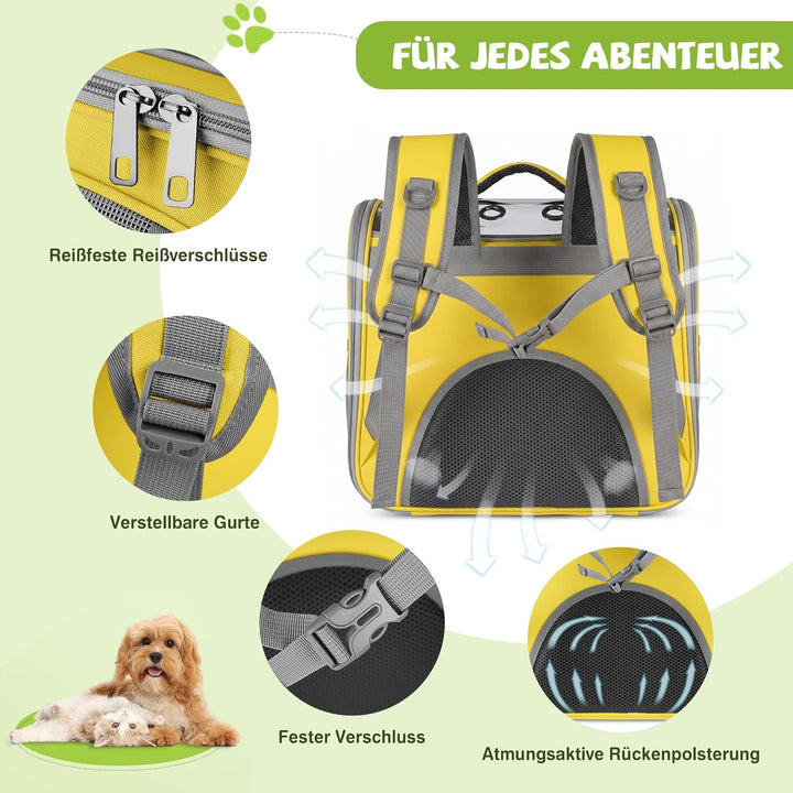 ALLSOPETS Katzenrucksack Faltbar Haustierrucksack mit Frontöffnung und Atmungsaktives Netzfenster Hu