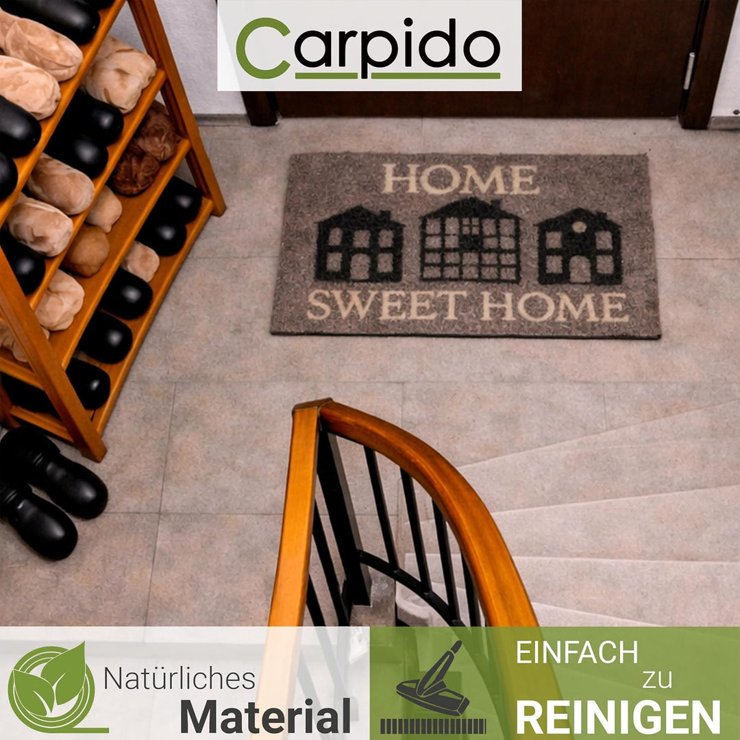 Carpido Fussmatte Kokos Home Sweet Home - Türmatte 40 x 60 cm (Rechteckig) - antibakterielle Eingang