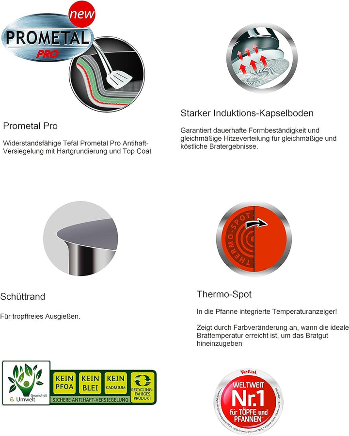 Tefal E85709 Jamie Oliver Edelstahl Wokpfanne/Wok, Antihaftbeschichtet, Pfanne Induktionsgeeignet, 2