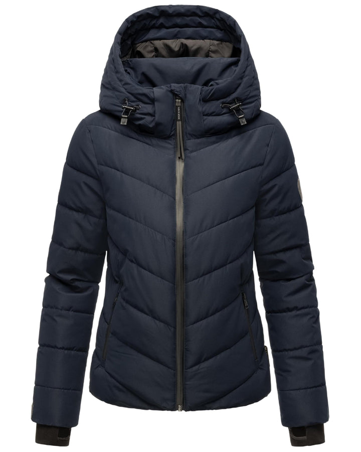 MARIKOO Damen Winterjacke warme Steppjacke mit Abnehmbarer Kapuze Samuiaa XVI XS-3XL XS Navy, XS Nav