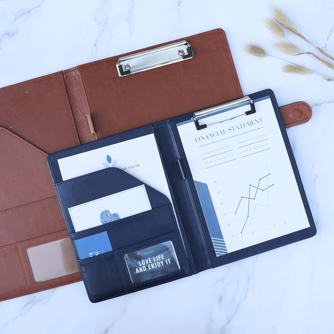A5 Klemmbrett Mappe Schreibmappe mit Klemmbrett A5 Organizer Mappe Din (Blau), blau