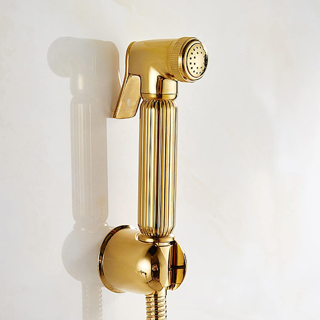 Eujgoov Massive Messing-Wandmontage-Dusche, Gold-Bidet-Sprayer für Toilette, Douchette, WC, Doree-WC