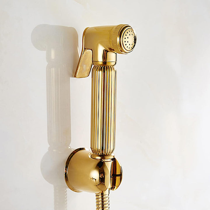 Eujgoov Massive Messing-Wandmontage-Dusche, Gold-Bidet-Sprayer für Toilette, Douchette, WC, Doree-WC