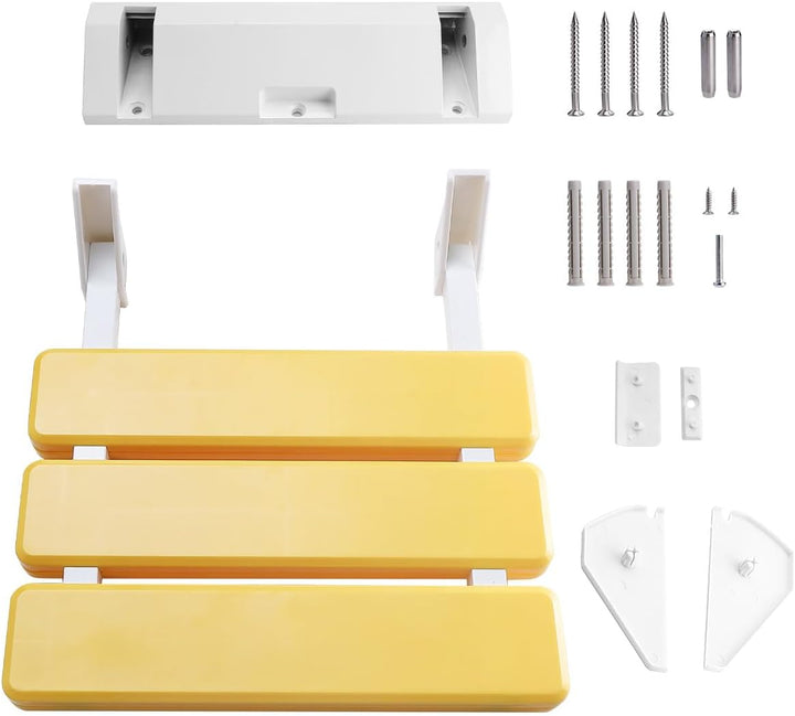 FreeTec Duschklappsitz Duschsitz Klappbar Wandmontage Belastbar bis 130kg Tragkraft Zusammenklappbar