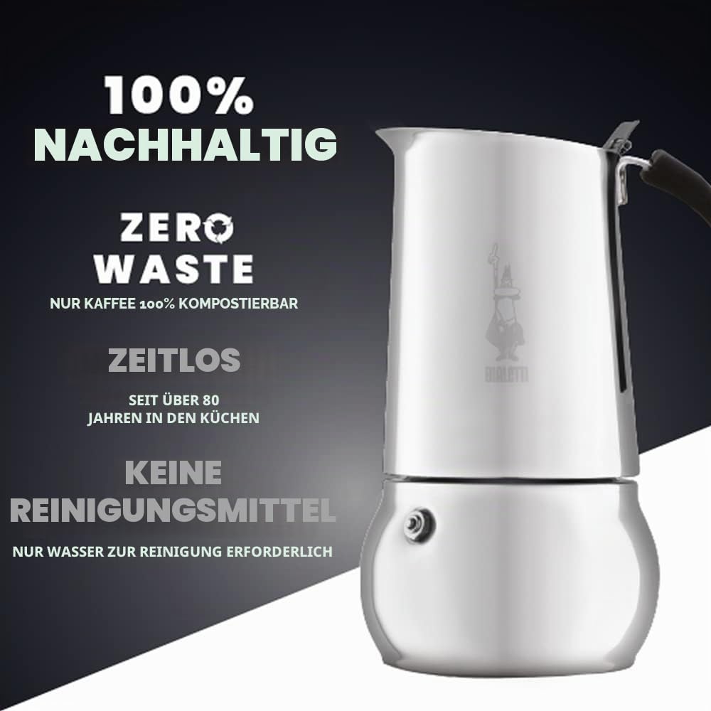 Bialetti 4885 0004885/CN Espressokocher, Aluminium, silber, 10 Tassen 10 Tassen Single