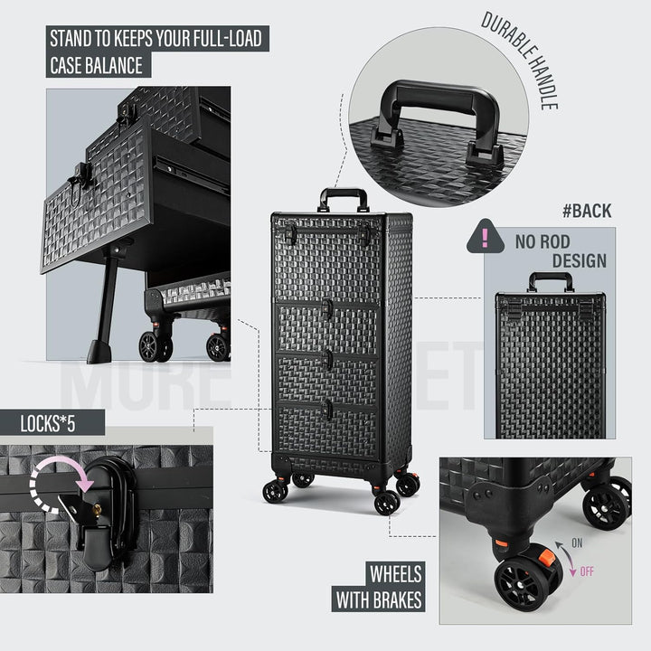 Kosmetik Trolley mit 3 Schubladen Friseurkoffer Gross Kosmetikkoffer Ngaelkoffer Make up Koffer mit