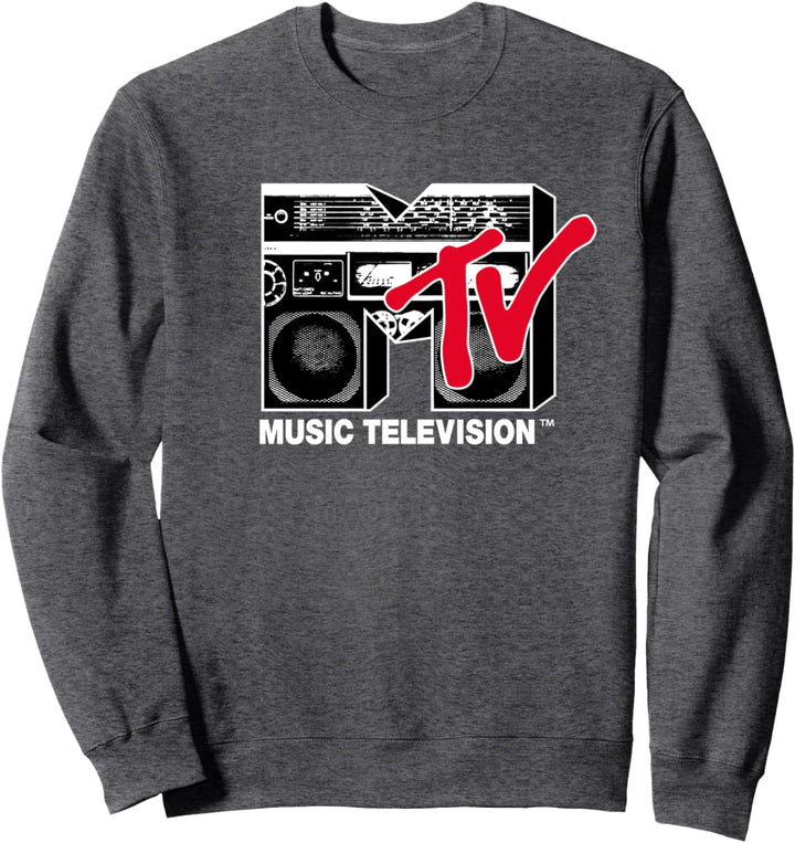 MTV Logo 80's Style Black And White Boombox Sweatshirt