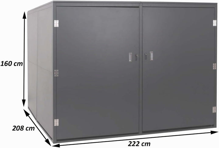 4er-Fahrradgarage HWC-L56cAM, Gerätehaus Fahrradbox mit Ablage, abschliessbar Metall 160x222x208cm -