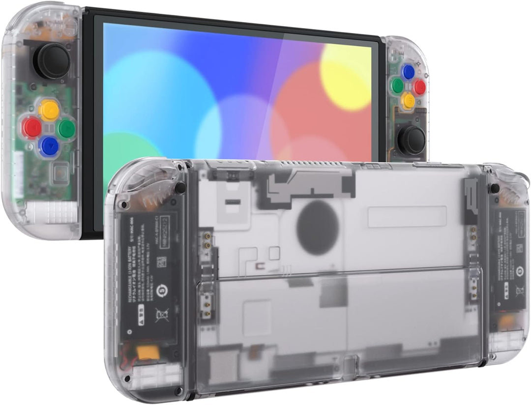eXtremeRate Full Hülle für nintendo Switch OLED, DIY-Ersatz Konsole case & Kickstand, NS Joycon Gehä