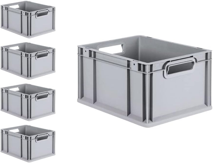 PROREGAL SuperSparSet 5x Eurobox NextGen Grip | HxBxT 22x30x40cm | 20 Liter | Griffe offen | Glatter