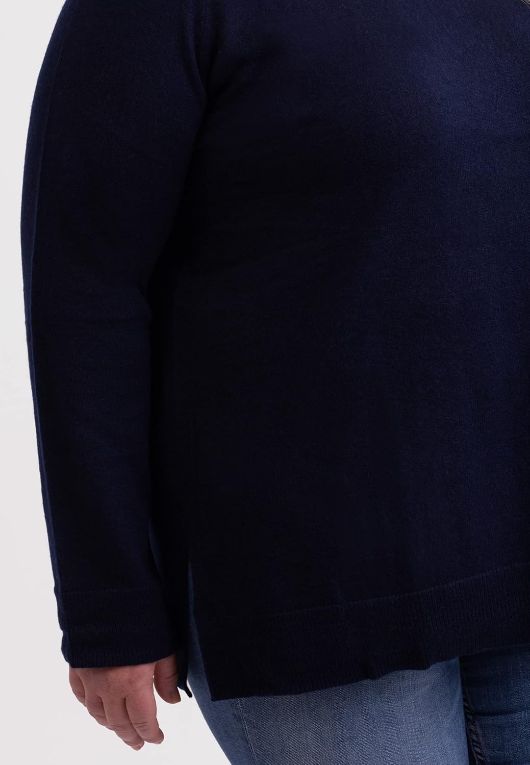 CASH-MERE.CH 100% Kaschmir Damen Pullover mit geradem Schnitt und Seitenschlitz in grossen Grössen |