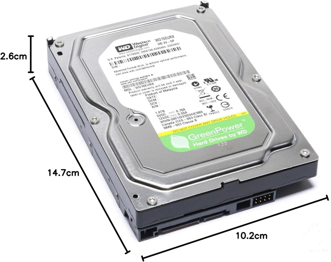 Western Digital WD10EURX AV-GP 1TB interne Festplatte (8.9cm (3.5") SATA 6 Gb/s 64mb) Standardverpac