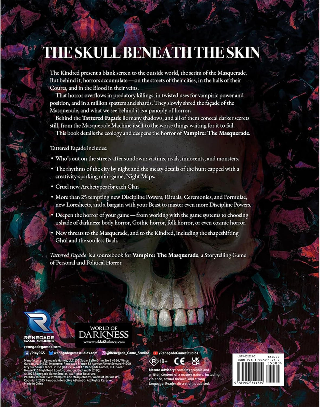 Renegade Game Studios - Vampire: The Masquerade 5th Edition Rollenspiel Tattered Façade Sourcebook -
