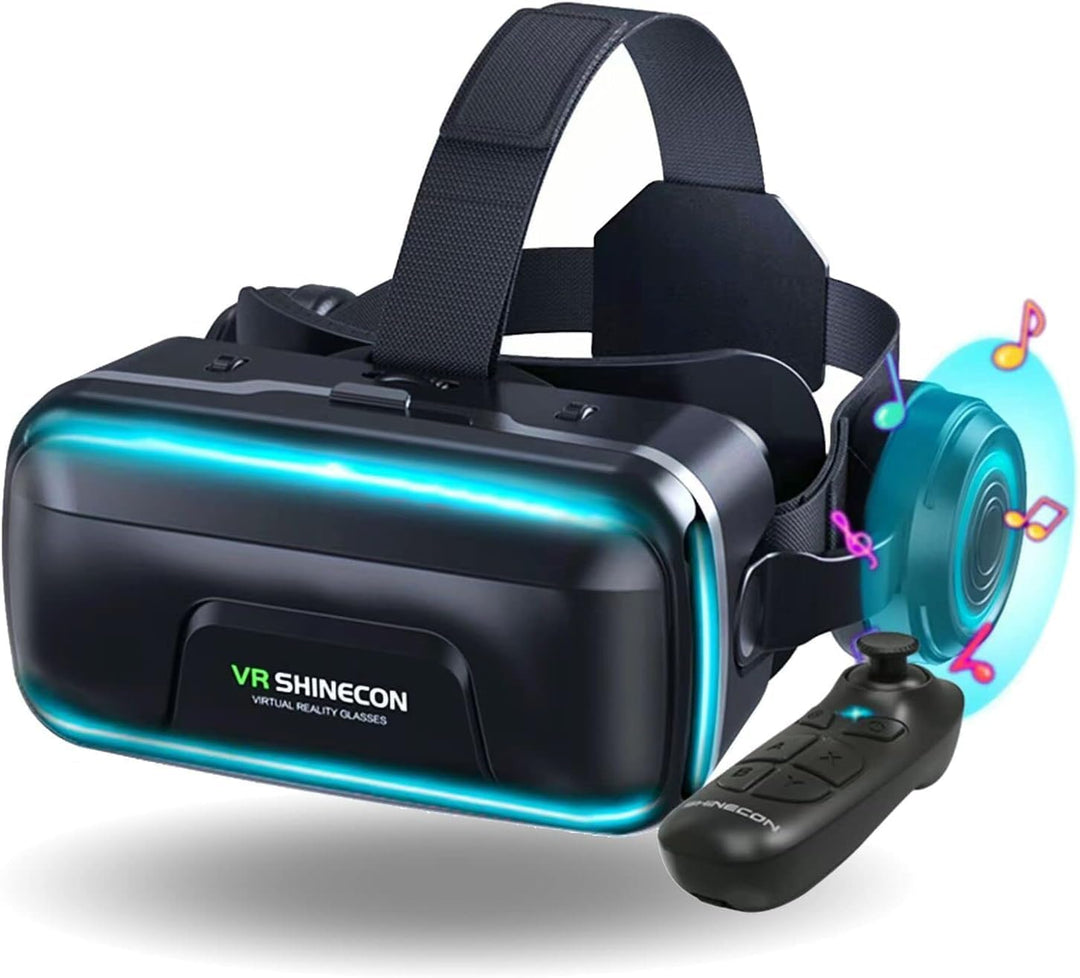 VR Brille für Handy ,VR Headset Virtual Reality Brille 3D mit Bluetooth Fernbedienung Erleben Spiele