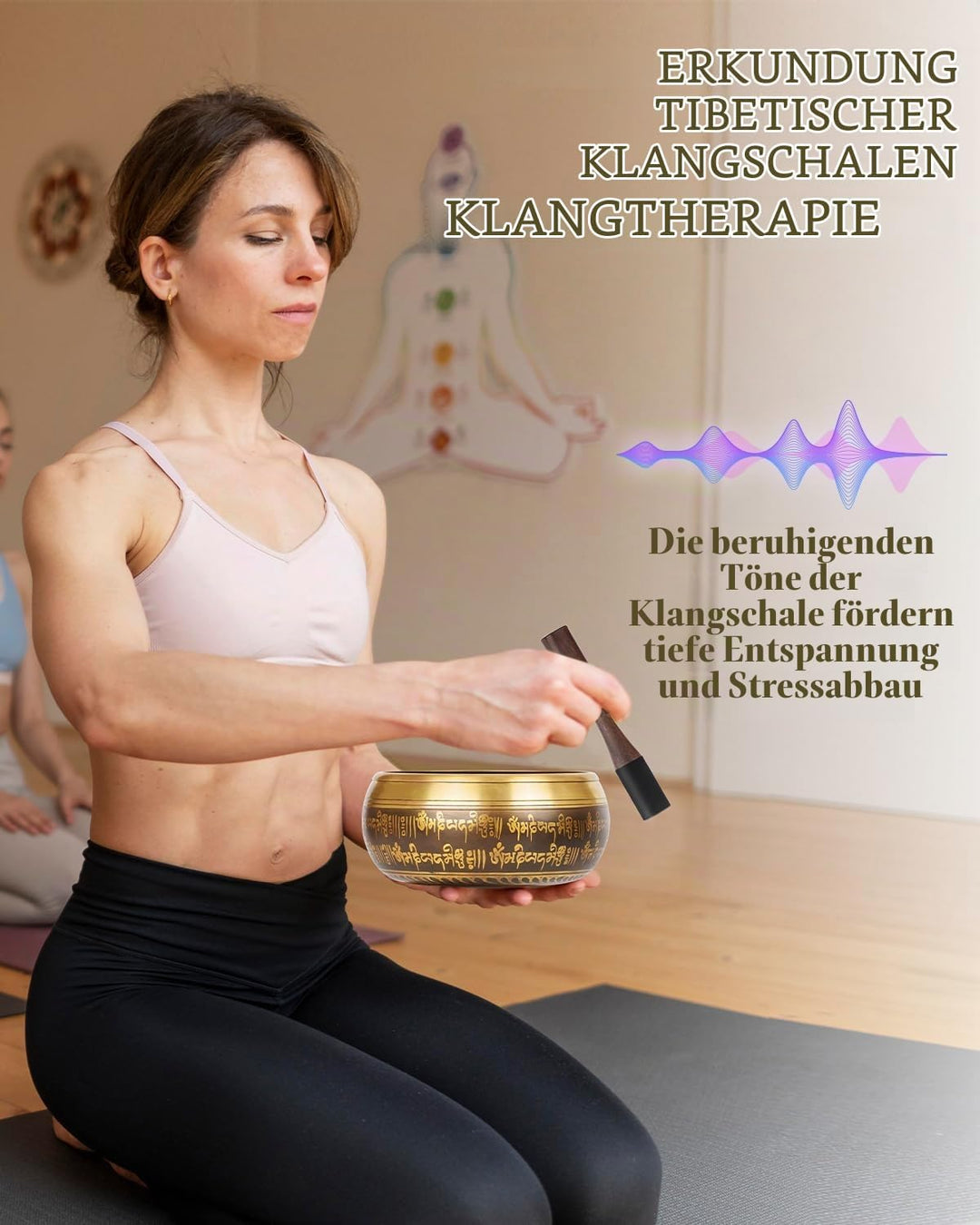 Grosse Tibetische Klangschale, Handgefertigt in Nepal für Yoga, Chakra-Heilung, Stressabbau, Selbstp