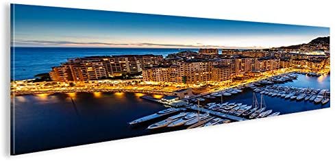 islandburner Bild Bilder auf Leinwand Monaco V2 Montecarlo Hafen Yachthafen Panorama XXL Poster Lein