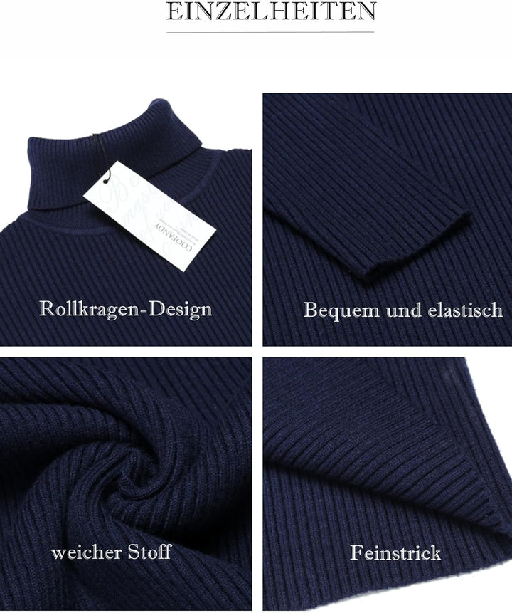 COOFANDY Herren Rollkragen Pullover Langarmshirt Feinstrick Sweater Rollkragen Freizeit Slim fit Bas