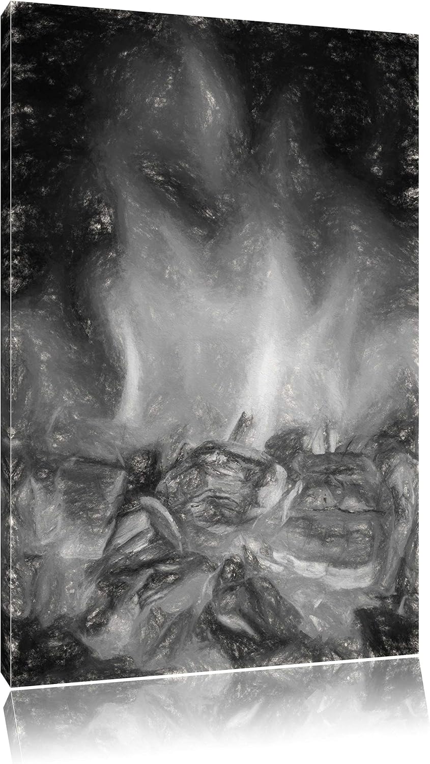 Pixxprint Loderndes Feuer als Leinwandbild/Grösse: 100x70 cm/Wandbild/Kunstdruck/fertig bespannt, 10