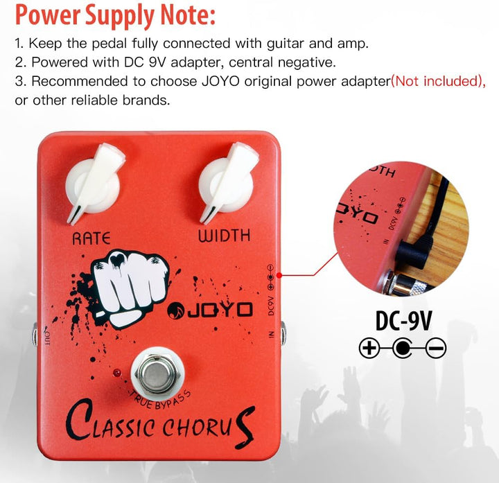JOYO Chorus-Pedal, klarer und transparenter Chorus, voller Klang und klarer Klang für E-Gitarren-Eff
