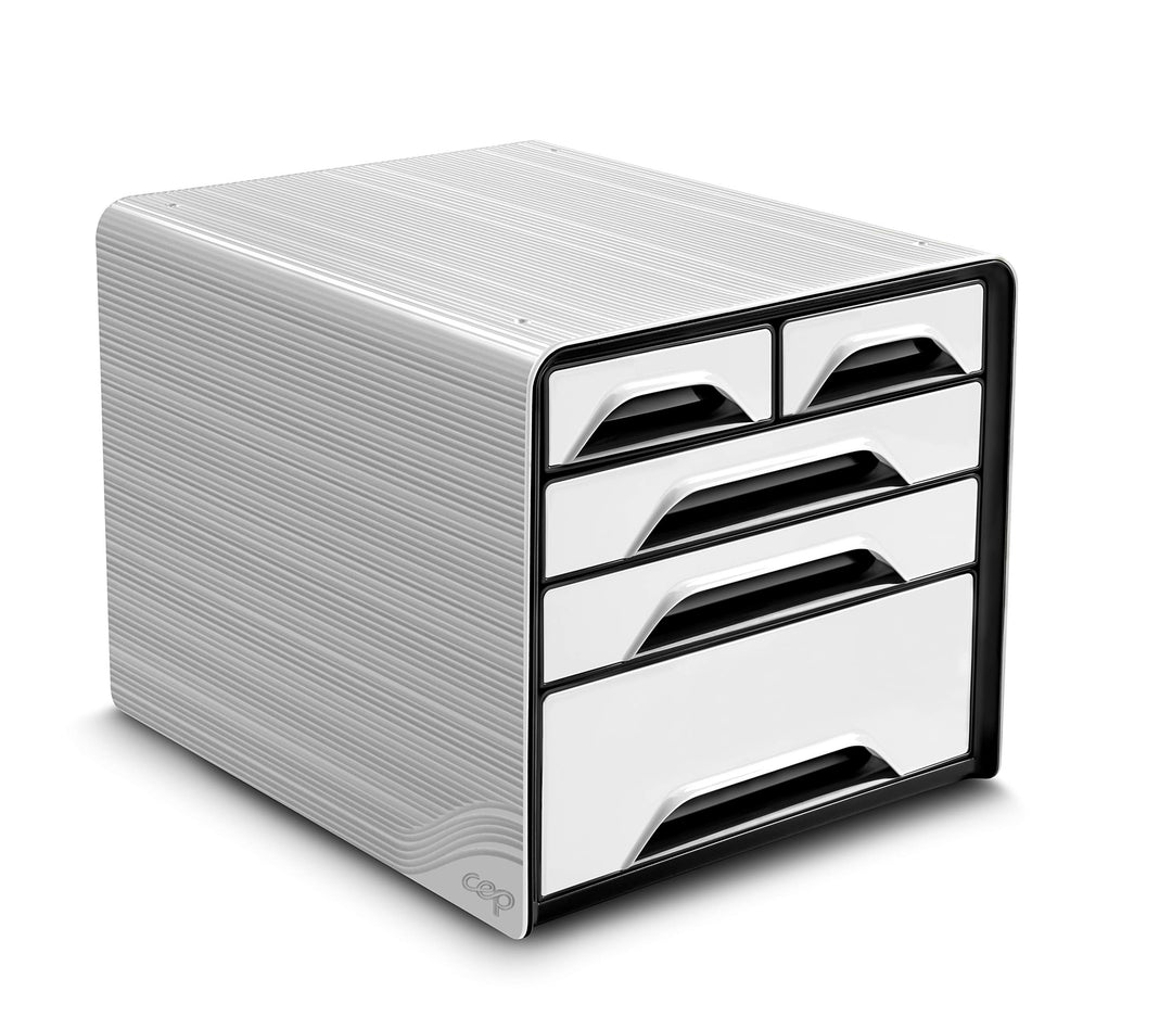 Cep 1072130121 Aktenschrank mit 5 Schubladen, 360 x 288 x 270 mm, Weiss/Schwarz