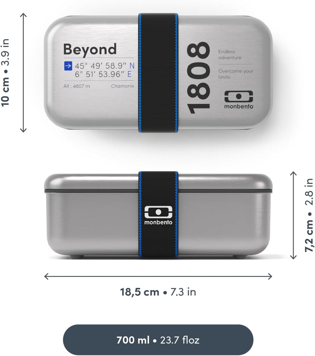 monbento Lunchbox MB Sense Beyond – Edelstahldose für Lebensmittel mit luftdichtem Deckel – Bento au