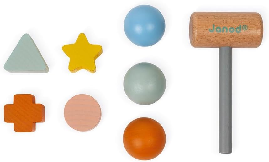 Janod - Tap Tap Sweet Cocoon - Klopfspiel mit Formensortierer und Steckspiel - 3-in-1 Holzspielzeug