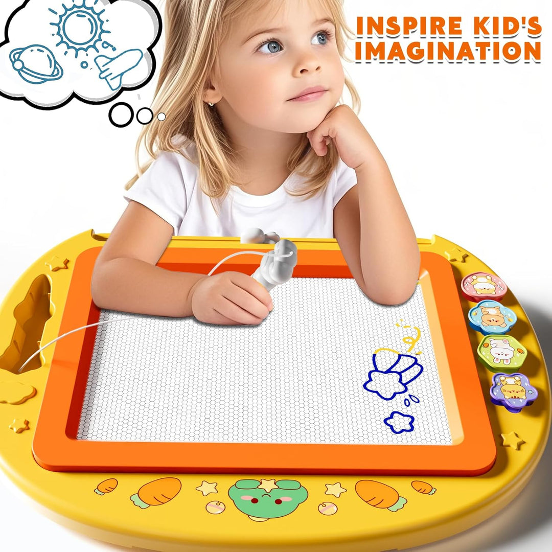 XL Magnetische Zaubertafel für Kinder, Maltafel mit Stempel & Stift, Lernspielzeug & Reisegrösse, Ge