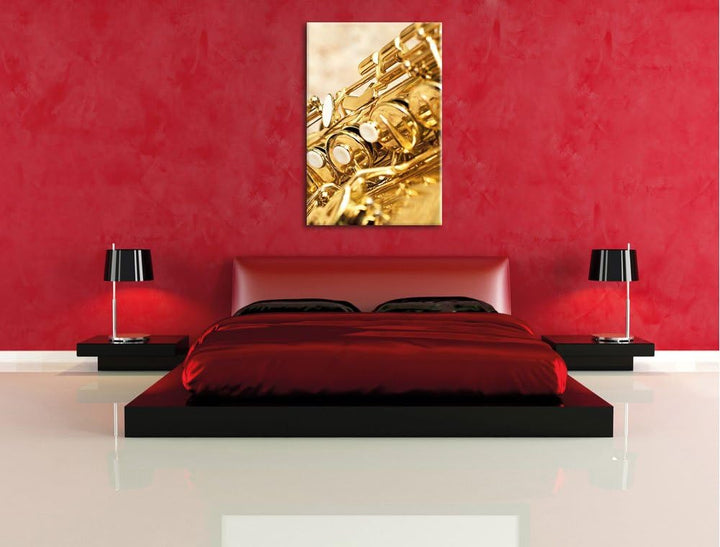 Pixxprint Saxophon, Format: 100x70 auf Leinwand, XXL riesige Bilder fertig gerahmt mit Keilrahmen, K