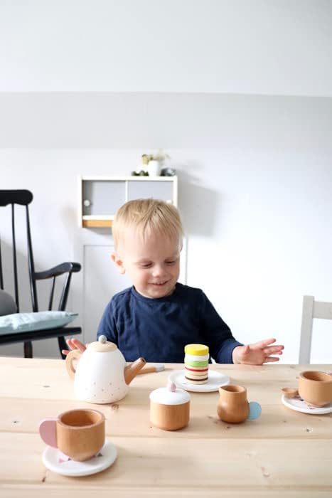 small foot Teeservice "Kinderküche" aus Holz, Zubehör für Kinderküche / Spielküche mit 17 Teilen, ab