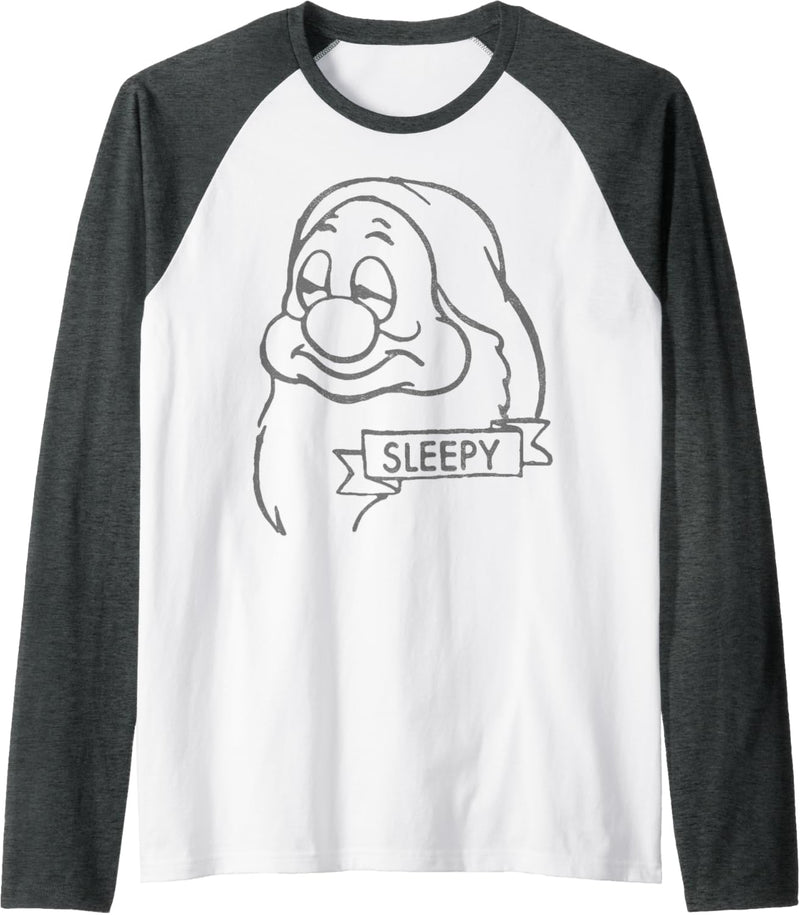 Disney Snow White Sleepy Line Art Big Face Raglan