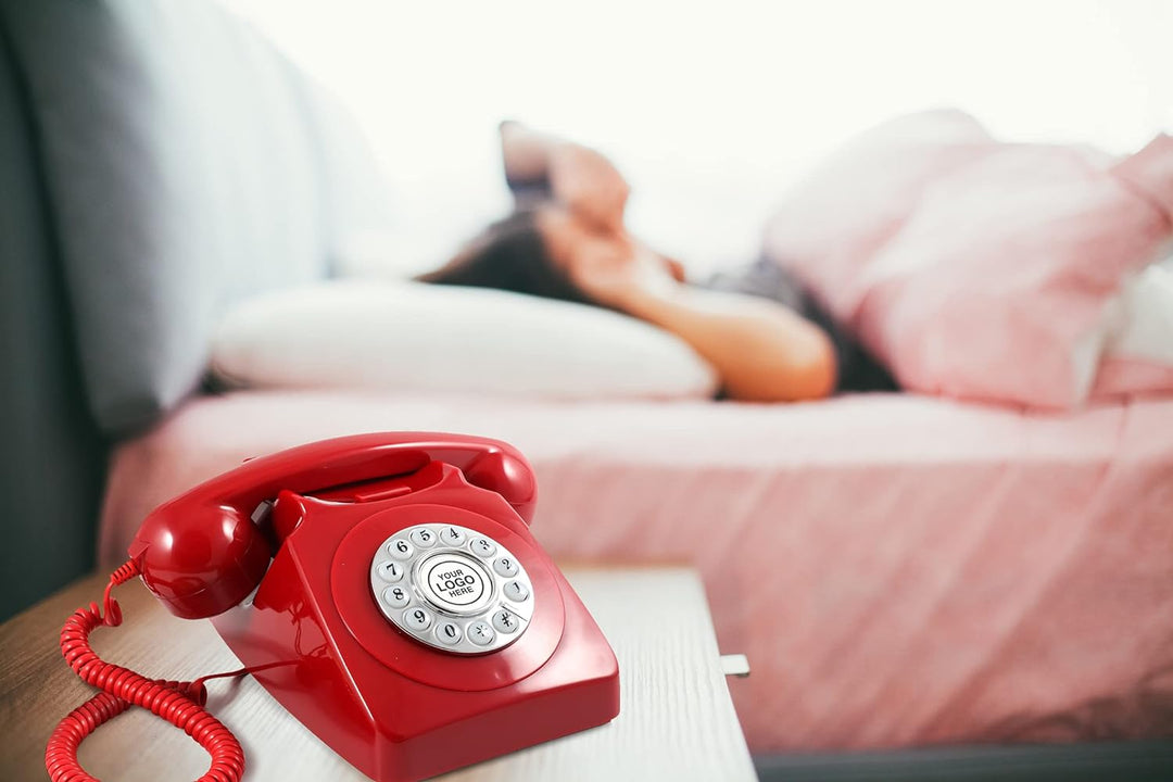 GPO 746 Retro Festnetztelefon im Stil der 70er Jahre mit Druckknopf-authentischer Klingelton- Rot Ro