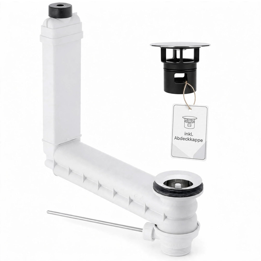 Geberit Clou Ablaufgarnitur für Exzenterstange INKL. Chrom-Ventilabdeckung (Set)